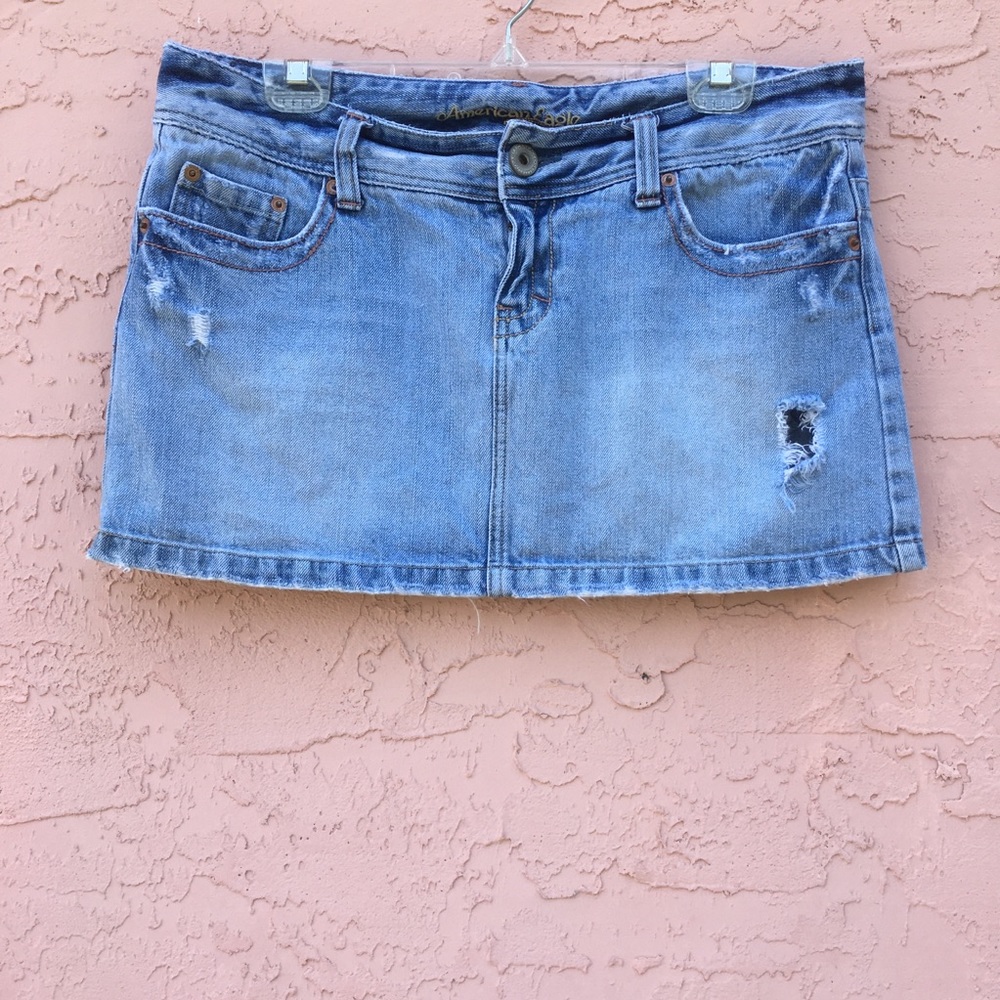 AEO Distressed Denim Mini Skirt